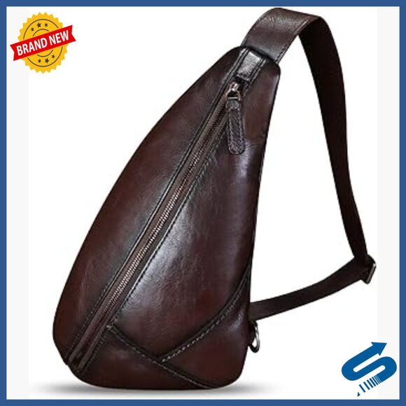 Genuine Leather Sling Backpack Crossbody Shoulder Bag Daypack